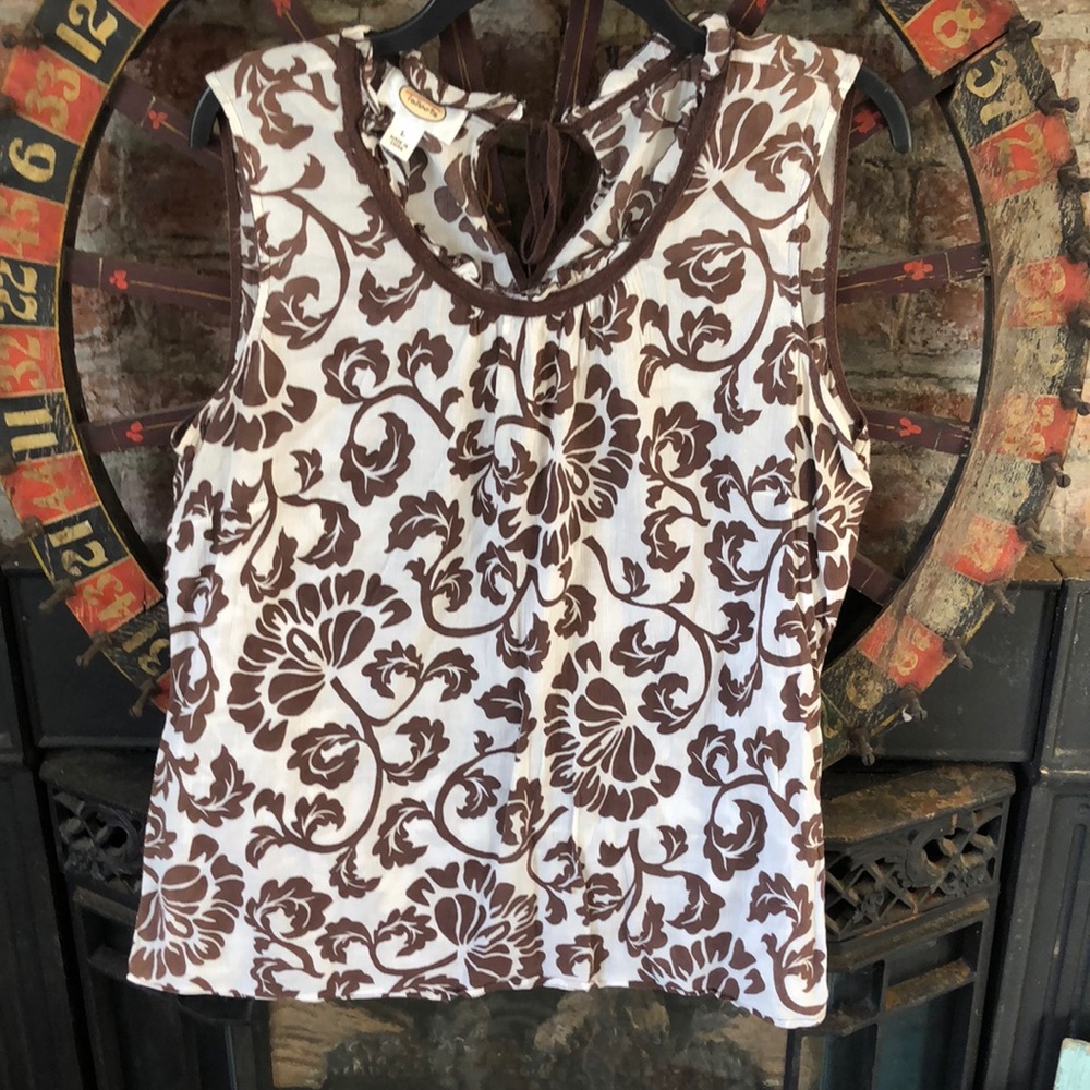 Talbots Graphic Floral Cotton Sleeveless Top